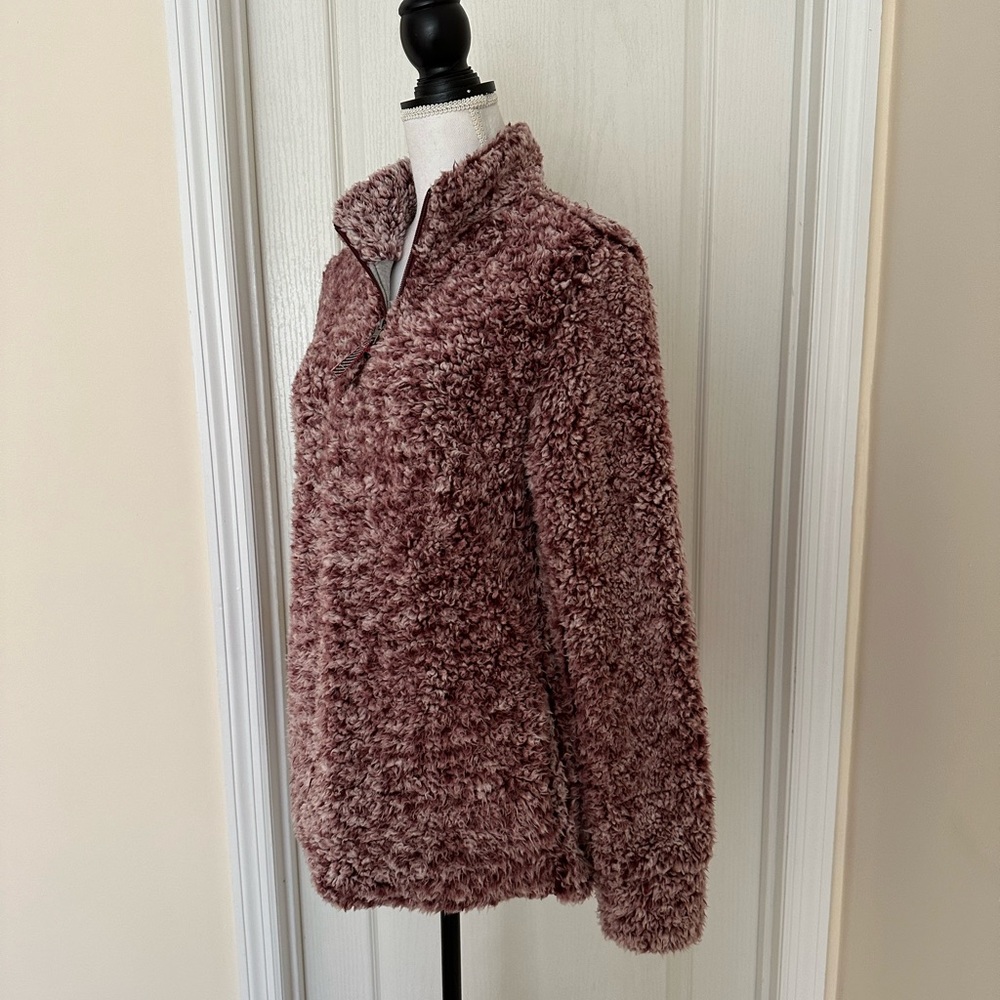 Weatherproof Vintage Ladies Frosty Tipped Sherpa 1/4 Zip Sweater Red, Sz S/CH - Picture 5 of 14